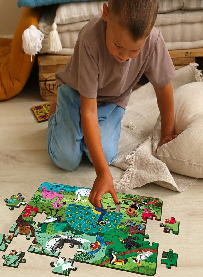 YaYplay Yay Play Jungle Birds Wooden Floor Puzzle 60 Pieces with Wooden Box | Chunky Puzzles for 4+ Years - Image 5